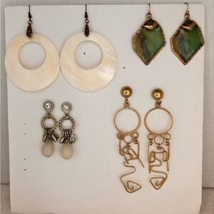 Lot of 4 pairs of large statement drop earrings